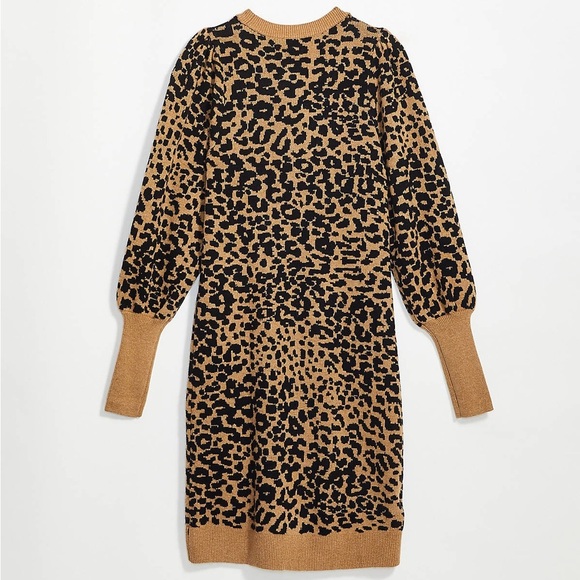 LOFT Leopard Print Sweater Dress – Medium Petite | Cozy Elegance | Animal Print - Picture 1 of 7